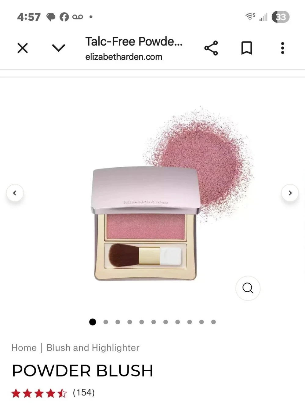 Elizabeth Arden Boxed Beautiful Gold Case Radiance Blush Mirror And Brush